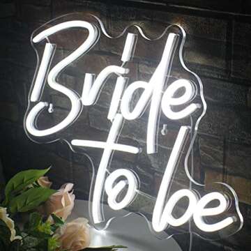 Gamerneon Bride to be Neon Signs White LED Neon Lights for Wall Decor Wedding USB Neon Light Signs for Bachelorette Engagement Party Bridal Shower
