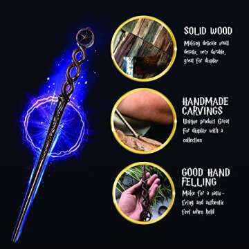 Handicraftviet Carved Wooden Magic Wand for Cosplay & Parties