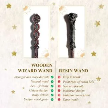 Handicraftviet Carved Wooden Magic Wand for Cosplay & Parties