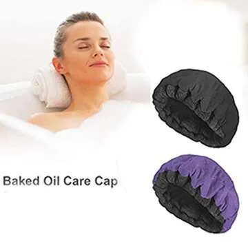 Deep Conditioning Heat Cap, Cordless Flaxseed Thermal Cap with 10PCS Disposable Shower Caps for Natural Curly Textured Hair Care, Drying, Styling, Curling (Black)