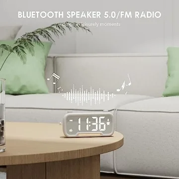 5-in-1 Bluetooth Alarm Clock Radio with USB Charging & Night Light