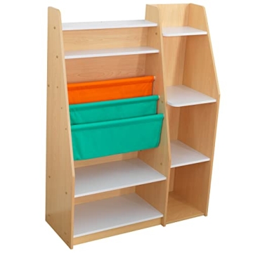KidKraft Pocket Storage Wood Bookshelf with Slings and Shelves - Perfect for Children's Rooms
