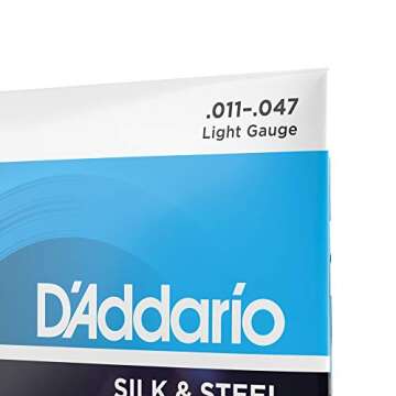 D'Addario Acoustic Guitar Strings, Silk & Steel, EJ40, Light Gauge 11-47, 6-String Set, Pack of 1