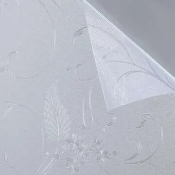 Mikomer Privacy Window Film Etched Flowers Static Cling Glass Door Film, Non Adhesive Heat Control Anti UV Window Cling for Office and Home Decoration,35 inches by 78.7 inches