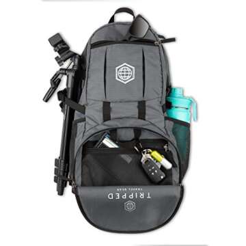 TRIPPED Travel Gear Granite Grey 35L Foldable Backpack, Lightweight, Packable, with Padded Shoulder Straps, Ideal for Travel, Hiking, and Everyday Use