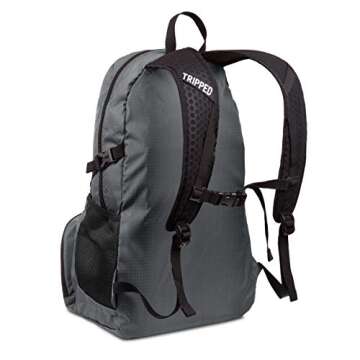 TRIPPED Travel Gear Granite Grey 35L Foldable Backpack, Lightweight, Packable, with Padded Shoulder Straps, Ideal for Travel, Hiking, and Everyday Use