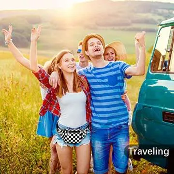 Fanny Pack, PU Waist Fanny Pack Bum Bag for Women Men，Waterproof Waist Pack Retro Neon Fanny Bag for Festival, Rave (Black and White Checkerboard)