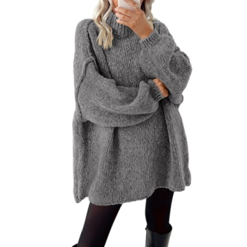 BTFBM Women's Long Pullover Sweaters 2024 Fall Winter Mock Neck Long Sleeve Thick Oversized Casual K...