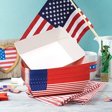 24 American Flag Food Trays for Independence Day Parties