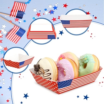 24 American Flag Food Trays for Independence Day Parties