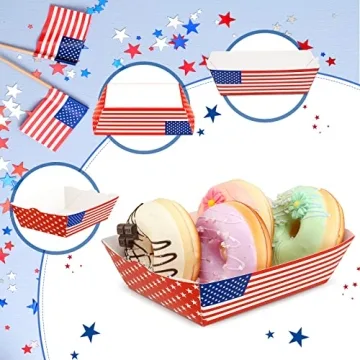 24 American Flag Food Trays for Independence Day Parties