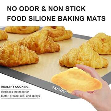 Silicone Baking Mat - Nonstick Large Baking Mat Set of 3-2 Half Sheets Mats (11 5/8" x 16 1/2") + 1 ...