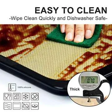 Silicone Baking Mat - Nonstick Large Baking Mat Set of 3-2 Half Sheets Mats (11 5/8" x 16 1/2") + 1 Quarter Sheets - Extra Thick Reusable Bakeware Mats for Cookies, Pastry, Bread, Bun, Fondant