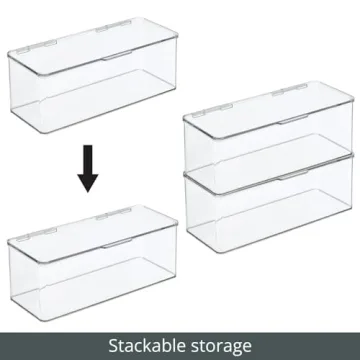 mDesign Clear Bathroom Storage Organizer Containers - Set of 2