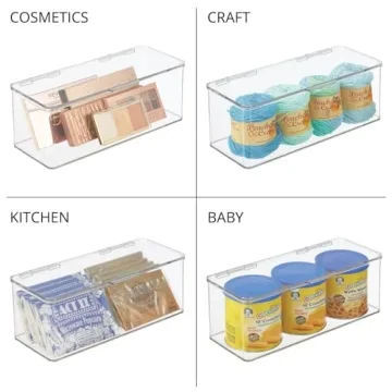 mDesign Clear Bathroom Storage Organizer Containers - Set of 2