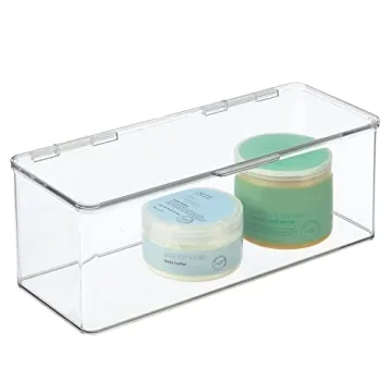 mDesign Clear Bathroom Storage Organizer Containers - Set of 2