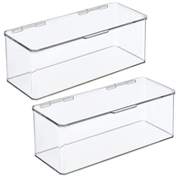 mDesign Clear Bathroom Storage Organizer Containers - Set of 2