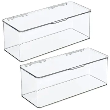 mDesign Clear Bathroom Storage Organizer Containers - Set of 2