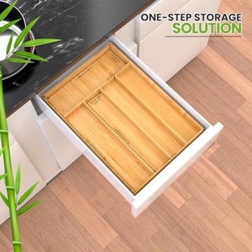 Utopia Kitchen Bamboo Silverware Organizer with 5 Compartments