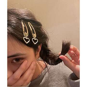Snap Hair Clips for Women Girls Hair Barrettes Clips for Thick Thin Hair Metal Heart Star Silver Gothic Halloween Barrettes