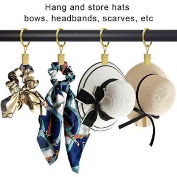 AMZSEVEN 44 Pack Metal Curtain Rings with Clips, Drapery Clips with Rings, Drapes Rings 1 in I D, Fits Diameter 6/8 in Curtain Rod, Gold Color