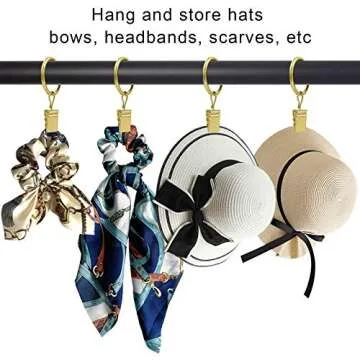 AMZSEVEN 44 Pack Metal Curtain Rings with Clips, Drapery Clips with Rings, Drapes Rings 1 in I D, Fits Diameter 6/8 in Curtain Rod, Gold Color