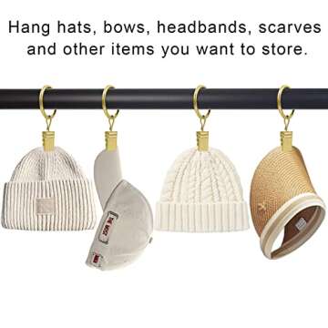 AMZSEVEN 44 Pack Metal Curtain Rings with Clips, Drapery Clips with Rings, Drapes Rings 1 in I D, Fits Diameter 6/8 in Curtain Rod, Gold Color