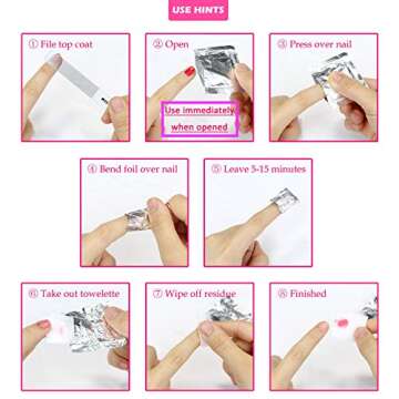 Nail Polish Remover Wipes, MIILYE Individual Fingernail Gel Nail Polish Remover Pads Soak off Aluminum Foil Wraps,1x Nail File +1x Scraper Stick Included (300 Pads)