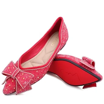 Stylish LiupanUp Red Rhinestone Flats for Women
