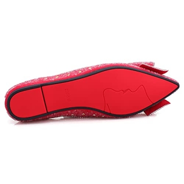 Stylish LiupanUp Red Rhinestone Flats for Women