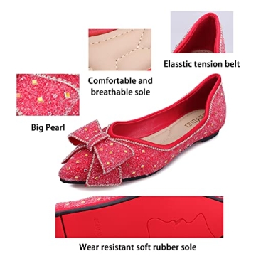 Stylish LiupanUp Red Rhinestone Flats for Women
