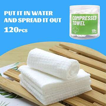 120 Pcs Mini Compressed Towels, Disposable Face Compressed Towel, Compressed Cotton Hand Wipe, Campi...