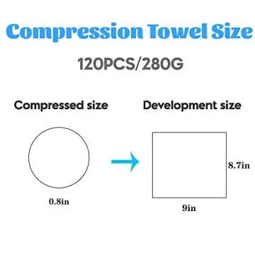 120 Pcs Mini Compressed Towels, Disposable Face Compressed Towel, Compressed Cotton Hand Wipe, Camping Towel, Portable Compressed Coin Tissue for Travel/Home/Outdoor Activities（8X9in）
