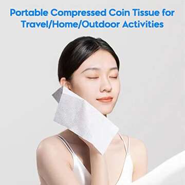 120 Pcs Mini Compressed Towels, Disposable Face Compressed Towel, Compressed Cotton Hand Wipe, Camping Towel, Portable Compressed Coin Tissue for Travel/Home/Outdoor Activities（8X9in）