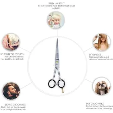 Professional Hair Cutting Scissors | Barber Scissors/Shears - 440c Carbon reinforced Japanese Stainless Steel Hair Scissor Best for hairdressing with very sharp blades (6.5 inches)