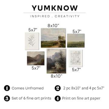 Vintage Farmhouse Wall Decor - Nature Deer Flower Neutral Wall Art for Boho French Country Kitchen B...