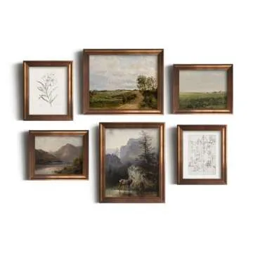 Vintage Farmhouse Wall Decor - Nature Deer Flower Neutral Wall Art for Boho French Country Kitchen Bathroom Bedroom Picture Poster Print Green Room Decor Aesthetic Botanical Cottagecore 6 Set Unframed