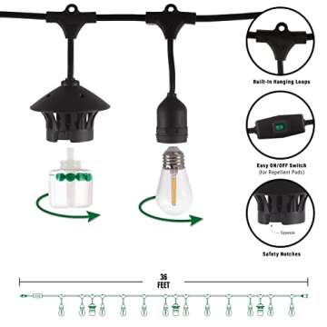 TIKI Bitefighter Mosquito Repellent String Lights 36 Ft