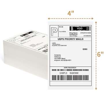 MBLABEL Direct Thermal Labels, Thermal Shipping Labels, 4x6 Mailing Label (Stack, 500 Labels)