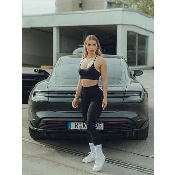 OQQ Women's 2 Piece High Waist Workout Butt Lifting Leggings Tummy Control Ruched Booty Smile Yoga Pants Black Tea Leaf