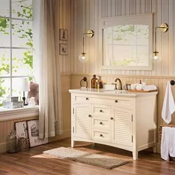 BOKT Mid Century Modern Globe Wall Sconce Lighting Brushed Brass Gold Bathroom Wall Light Clear Bubble Glass Ball Wall Light Fixture Lamp Bedroom Bedside Wall Light (Gold+Clear)