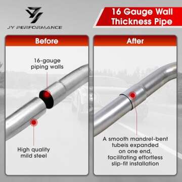 YOLANDO 2.5'' Custom Exhaust Kit Universal Mild Steel Tubing 16 Gauge Mandrel Bend Pipe Straight & U-Bend (16PCS, 2 Packs)