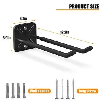 Dobures Garage Hooks, Heavy Duty Garage Hooks -12.4 Inch Wall Mount Hangers for Chairs, Power Tools, Garden Tools, Tires & More - Max 120 lbs (2-Pack)