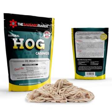 The Sausage Maker® Natural Hog Sausage Casings 32-38mm, Edible Casing For Sausage Making, Stuff Ove...