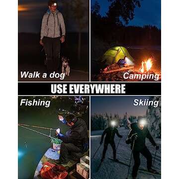 Rechargeable Headlamp, 8 LED Headlamp Flashlight 18000 Lumen 8 Modes with White Red Lights USB Cable, Waterproof Head Lamp for Outdoor Camping Cycling Running Fishing