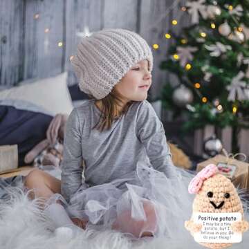 qyqkfly Mini Positive Cute Funny Life Potato Tomato Eggplant Onion Cute Animals Creative Knitted Hol...