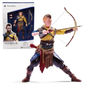 PlayStation God of War Ragnarok, 6” Atreus Action Figure with 4 Accessories, The Shapes Collection...