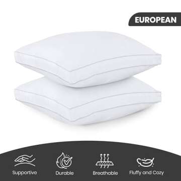 Utopia Bedding Bed Pillows for Sleeping European Size (White), Set of 2, Cooling Hotel Quality, Guss...