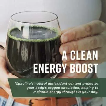 360 Nutrition Spirulina Powder, Vitamin A, B Vitamins, Iron, Protein & Amino Acids, Vegan, Non GMO, for Caffeine Free Energy, Digestive Health, and Immune Support, 6g Plant Based Protein, 2 oz