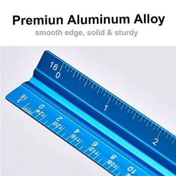 FUTGLOBAL Set of 3 Aluminum Engineering Scale Metal Ruler Set, Architectural Scale Rulers 12 Inch an...